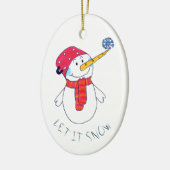 かわいい雪だるまの雪片 セラミックオーナメント (左)
