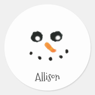 かわいい雪だるまの顔のパーソナライズな一流の円形のステッカー ラウンドシール
