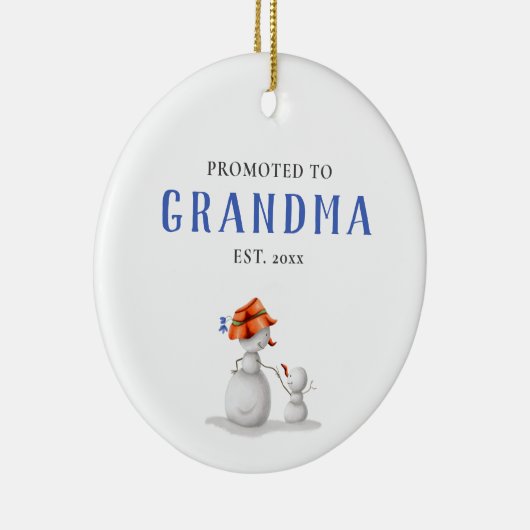 かわいい雪だるまはおばあちゃんに昇進 セラミックオーナメント (右)