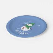 かわいい雪だるまはそれが雪が降るようにしました ペーパープレート (アングル)