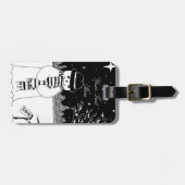 かわいい雪だるまはクリスマスに雪の中で微笑む ラゲッジタグ (正面横)