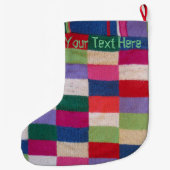 かわいい雪だるまを雪編みの継ぎはぎ細工に ラージクリスマスストッキング (裏面)