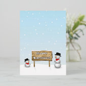 かわいい雪だるまを願うハッピーバースデー 箔シーズンカード (立ち正面)