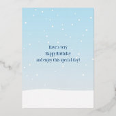 かわいい雪だるまを願うハッピーバースデー 箔シーズンカード (裏面)