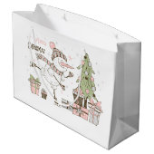 かわいい雪だるまアイススケートで滑る ラージペーパーバッグ (裏面アングル)