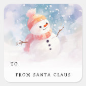 かわいい雪だるまイラストレーションからギフトラベルシール スクエアシール (正面)