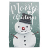 かわいい雪だるまイラストレーションウィンタークリスマスカスタム ミディアムペーパーバッグ (裏面)