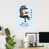 かわいい雪だるまイラストレーションメリークリスマス ポスター (ホームオフィス)