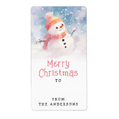 かわいい雪だるまイラストレーション冬からギフトラベル ラベル (正面)