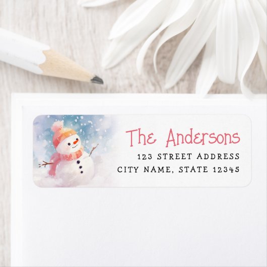 かわいい雪だるまイラストレーション冬差出人住所 ラベル (インサイチュ)