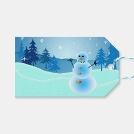 かわいい雪だるまイラストレーション ギフトタグ