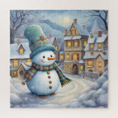 かわいい雪だるまインザビレッジ ジグソーパズル (縦)