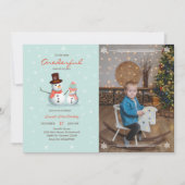 かわいい雪だるまウィンターオネダーランドフォト誕生日 招待状 (正面)