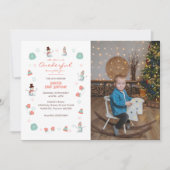かわいい雪だるまウィンターオネダーランドフォト誕生日 招待状 (正面)