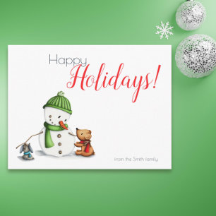 かわいい雪だるまウィンタークリスマスホリデー ポストカード