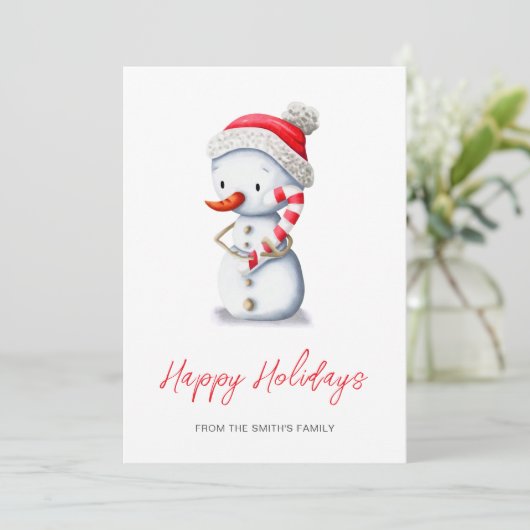 かわいい雪だるまウィンターハッピーホリデーズクリスマス シーズンカード (スタンド正面)