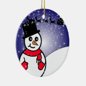 かわいい雪だるまウィンターホリデークリスマス セラミックオーナメント (右)