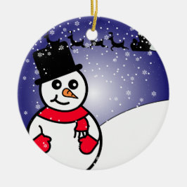 かわいい雪だるまウィンターホリデークリスマス セラミックオーナメント
