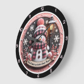 かわいい雪だるまウィンターホリデーシーン ラージ壁時計 (傾斜)