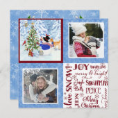 かわいい雪だるまウッドランド雪クリスマス家族の写真 シーズンカード (正面/裏面)