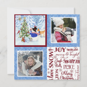 かわいい雪だるまウッドランド雪クリスマス家族の写真 シーズンカード