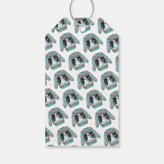 かわいい雪だるまオン醜いクリスマスセーター ギフトタグ (裏面)