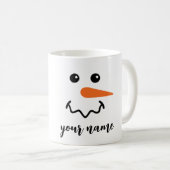 かわいい雪だるまカスタマイズ顔名 コーヒーマグカップ (正面右)