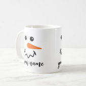 かわいい雪だるまカスタマイズ顔名 コーヒーマグカップ (正面左)