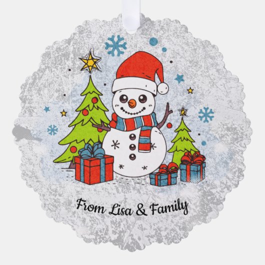 かわいい雪だるまカスタムクリスマスオーナメントカード オーナメントカード (正面)
