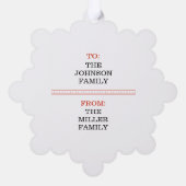 かわいい雪だるまカスタムクリスマス オーナメントカード (裏面)