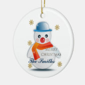 かわいい雪だるまカスタム セラミックオーナメント (左)