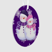 かわいい雪だるまカップルオーナメント オーナメント (正面)