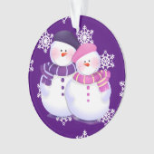 かわいい雪だるまカップルオーナメント オーナメント (正面)