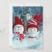 かわいい雪だるまカップル冬の結婚式招待状 招待状 (裏面)