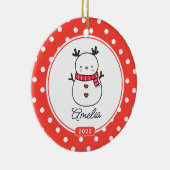 かわいい雪だるまガールズクリスマスオーナメント セラミックオーナメント (右)