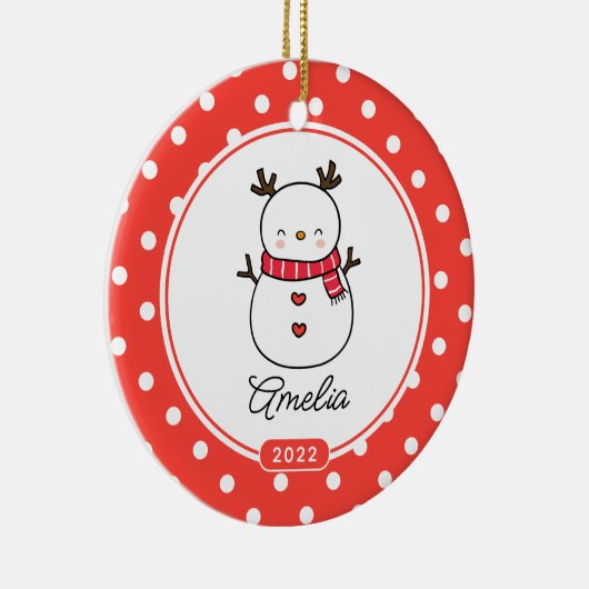 かわいい雪だるまガールズクリスマスオーナメント セラミックオーナメント (右)