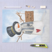 かわいい雪だるまキッズウォーターカラーウィンタークリスマス 薄葉紙 (クラフト)