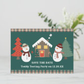 かわいい雪だるまクリスマスのプレッド日付パーティーを保存 招待状 (スタンド正面)