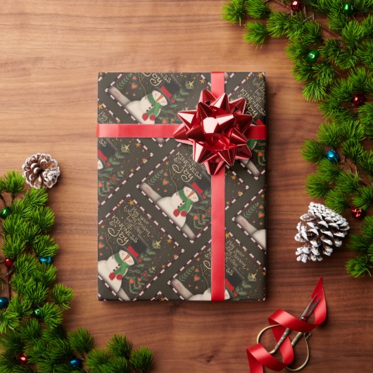 かわいい雪だるまクリスマスの優しさ歓喜のインスピレーション ラッピングペーパー (クリスマスギフト)