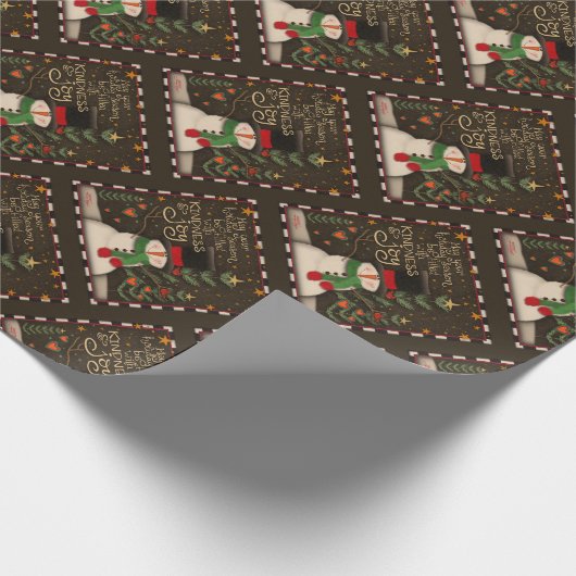 かわいい雪だるまクリスマスの優しさ歓喜のインスピレーション ラッピングペーパー (角)