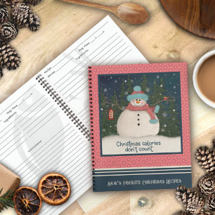 かわいい雪だるまクリスマスカロリー引用文ピンクレシピ ノートブック