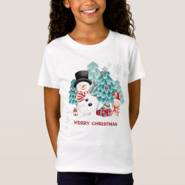 かわいい雪だるまクリスマスキッズTシャツ Tシャツ