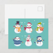 かわいい雪だるまクリスマスクリスマスはがき ポストカード (正面/裏面)