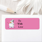 かわいい雪だるまクリスマスステッカー贈り物ラベルピンク ラベル (インサイチュ)