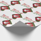 かわいい雪だるまクリスマスストッキングホワイトパーソナライズされた ラッピングペーパー (角)