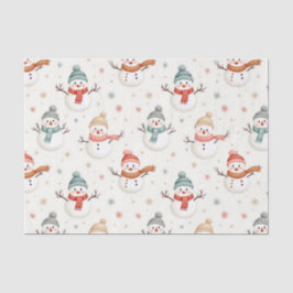 かわいい雪だるまクリスマスパターン 薄葉紙