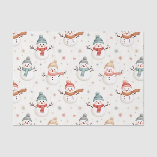 かわいい雪だるまクリスマスパターン 薄葉紙 (正面)