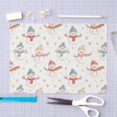 かわいい雪だるまクリスマスパターン 薄葉紙 (クラフト)