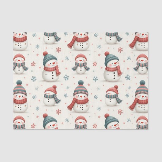 かわいい雪だるまクリスマスパターン 薄葉紙 (正面)