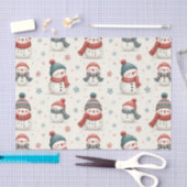 かわいい雪だるまクリスマスパターン 薄葉紙 (クラフト)